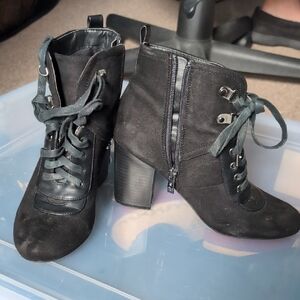Black Suede Ankle Boots for Women
